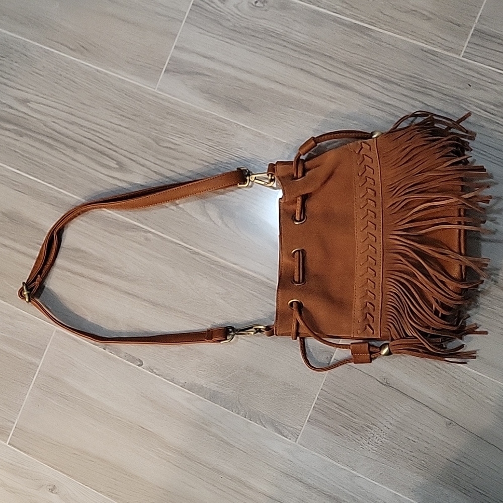 Real suede Fringe cross body bag